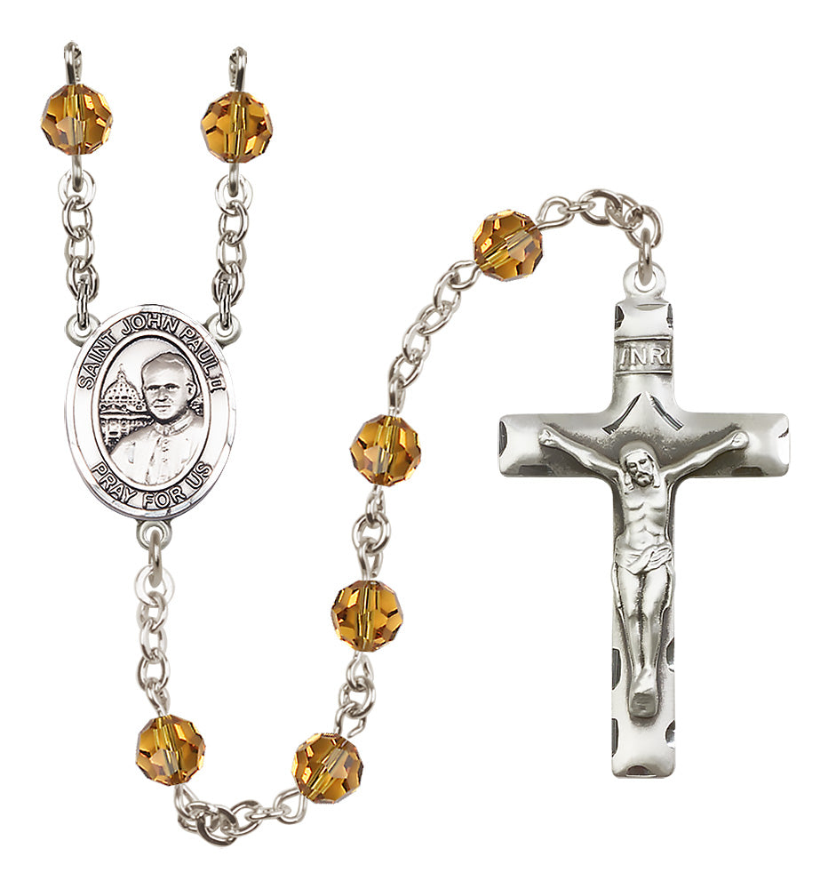 Pope John Paul II Sterling Silver Rosary - 10 Color Options (8234/0644)