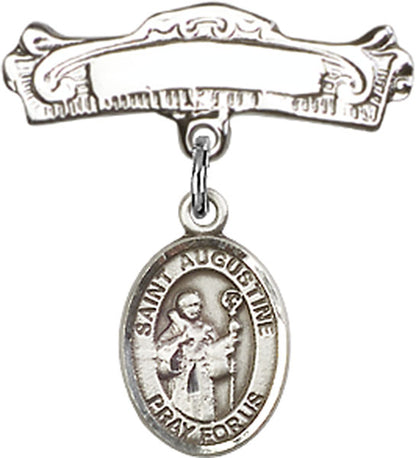 Personalized Baby Badge - Engraved Badge Pin with St. Augustine Charm