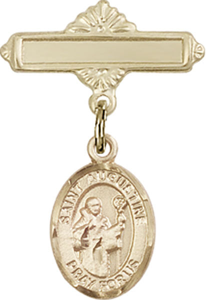 Personalized Baby Badge - Engraved Badge Pin with St. Augustine Charm