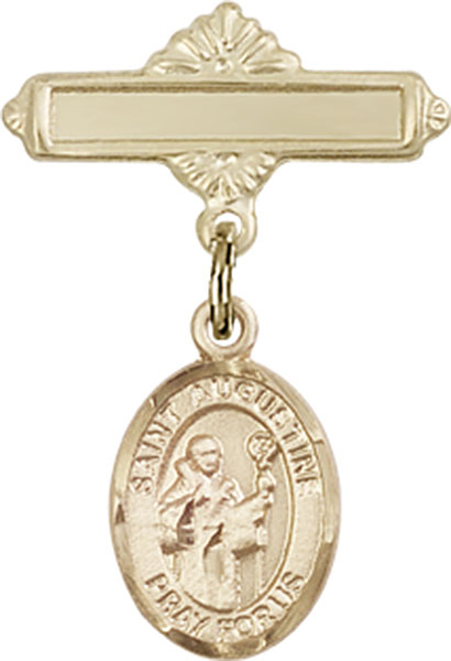 Personalized Baby Badge - Engraved Badge Pin with St. Augustine Charm