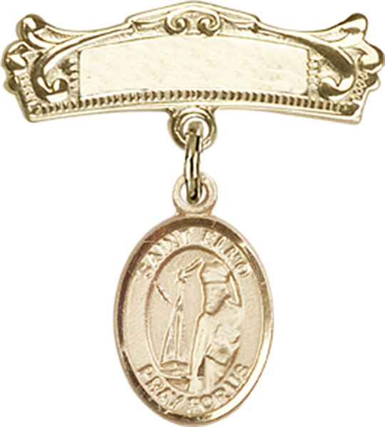 Personalized Baby Badge - Engraved Badge Pin with St. Elmo Charm
