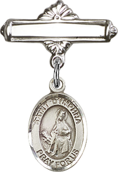 Personalized Baby Badge - Engraved Badge Pin with St. Dymphna Charm