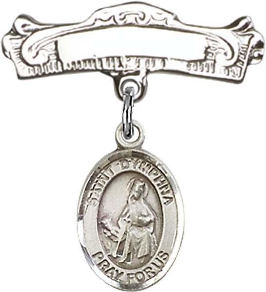 Personalized Baby Badge - Engraved Badge Pin with St. Dymphna Charm