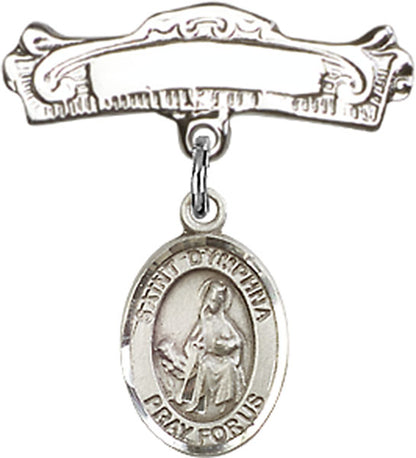 Personalized Baby Badge - Engraved Badge Pin with St. Dymphna Charm