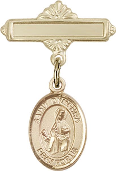 Personalized Baby Badge - Engraved Badge Pin with St. Dymphna Charm