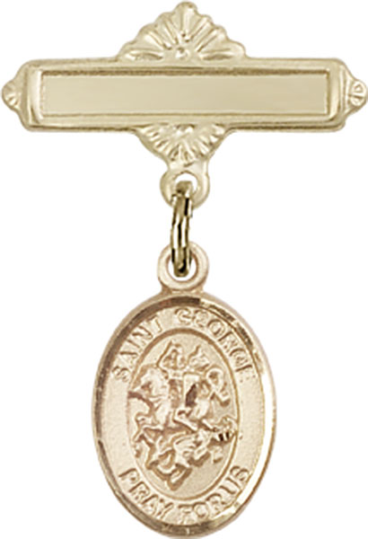 Personalized Baby Badge - Engraved Badge Pin with St. George Charm