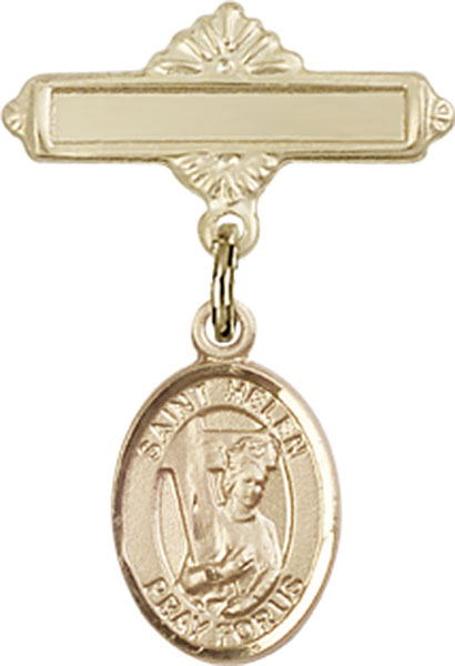Personalized Baby Badge - Engraved Badge Pin with St. Helen Charm