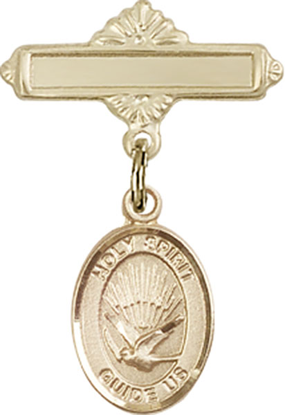 Personalized Baby Badge - Engraved Badge Pin with Holy Spirit Charm
