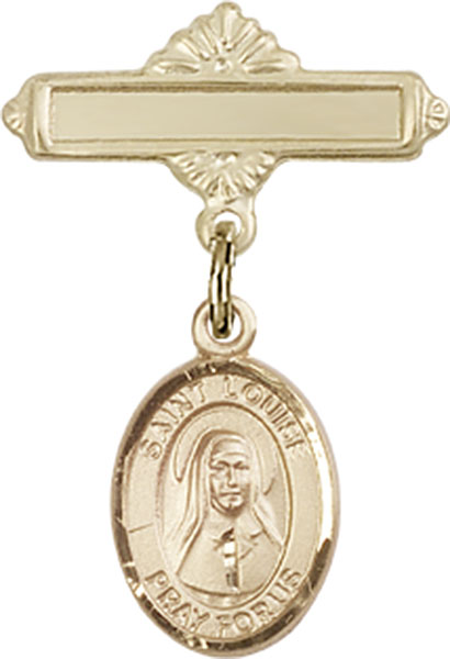Personalized Baby Badge - Engraved Badge Pin with St. Louise de Marillac Charm