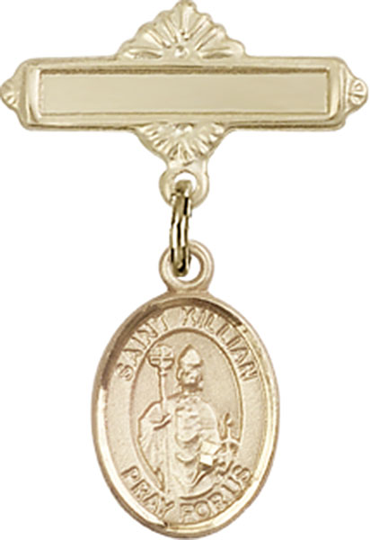 Personalized Baby Badge - Engraved Badge Pin with St. Kilian Charm