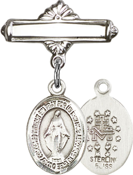 Personalized Baby Badge - Engraved Badge Pin with Miraculous Charm