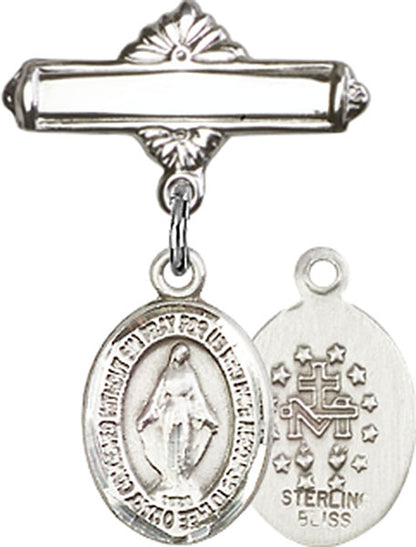 Personalized Baby Badge - Engraved Badge Pin with Miraculous Charm