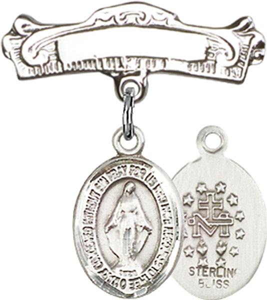 Personalized Baby Badge - Engraved Badge Pin with Miraculous Charm