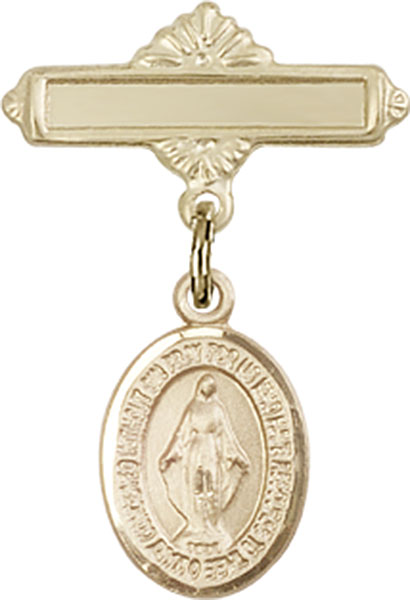 Personalized Baby Badge - Engraved Badge Pin with Miraculous Charm