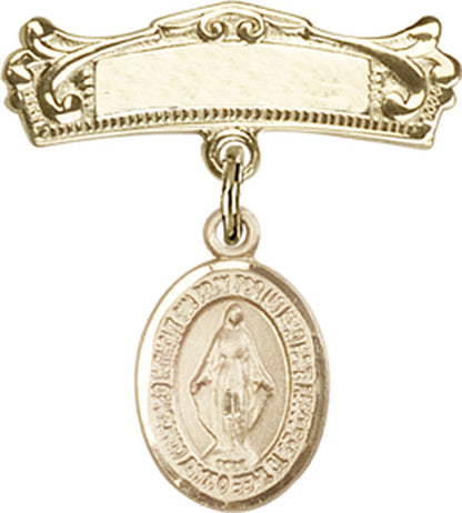 Personalized Baby Badge - Engraved Badge Pin with Miraculous Charm