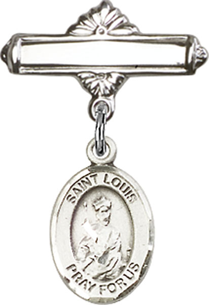 Personalized Baby Badge - Engraved Badge Pin with St. Louis Charm