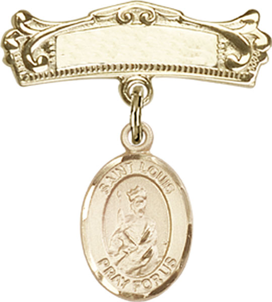 Personalized Baby Badge - Engraved Badge Pin with St. Louis Charm