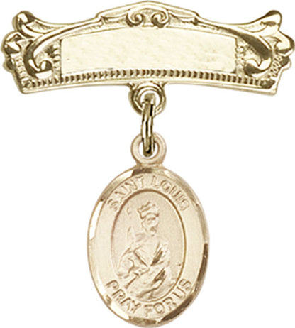 Personalized Baby Badge - Engraved Badge Pin with St. Louis Charm
