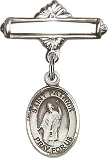 Personalized Baby Badge - Engraved Badge Pin with St. Patrick Charm