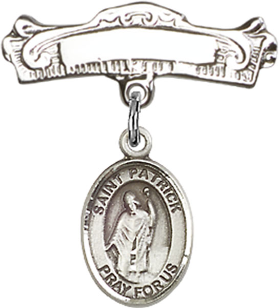 Personalized Baby Badge - Engraved Badge Pin with St. Patrick Charm