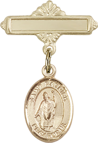 Personalized Baby Badge - Engraved Badge Pin with St. Patrick Charm