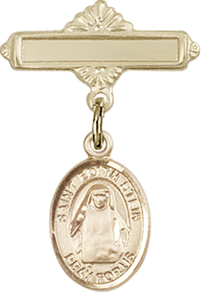 Personalized Baby Badge - Engraved Badge Pin with St. Edith Stein Charm