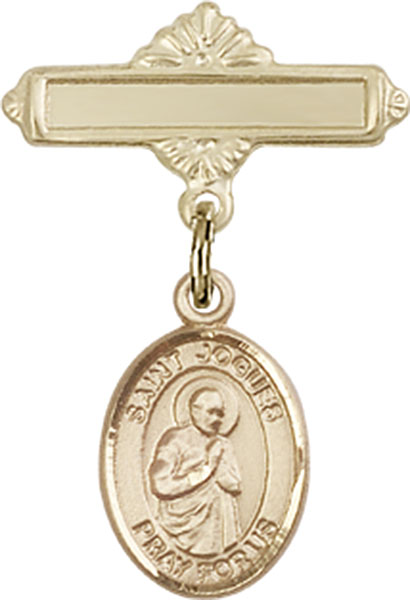 Personalized Baby Badge - Engraved Badge Pin with St. Isaac Jogues Charm