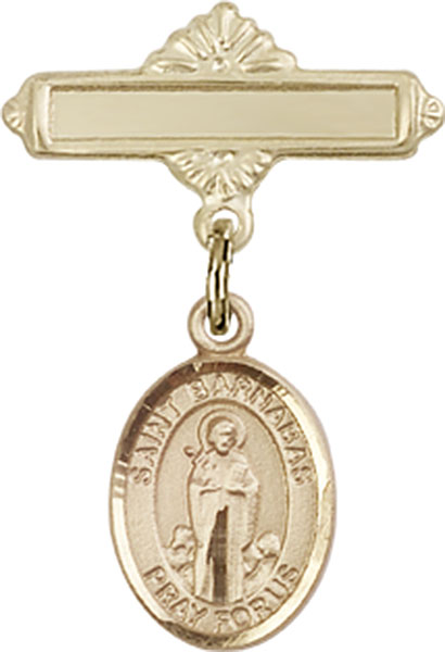 Personalized Baby Badge - Engraved Badge Pin with St. Barnabas Charm