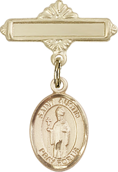 Personalized Baby Badge - Engraved Badge Pin with St. Austin Charm