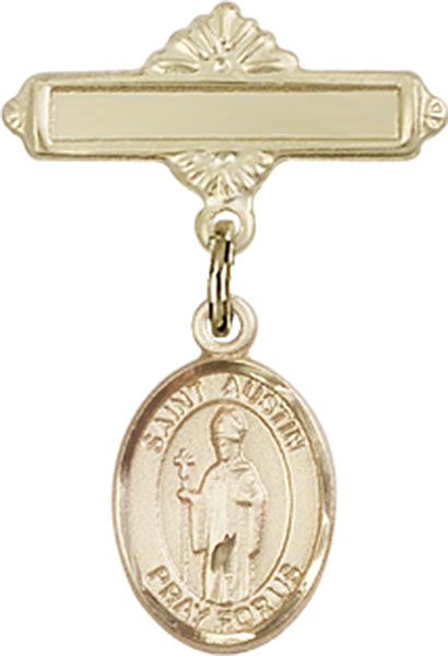 Personalized Baby Badge - Engraved Badge Pin with St. Austin Charm