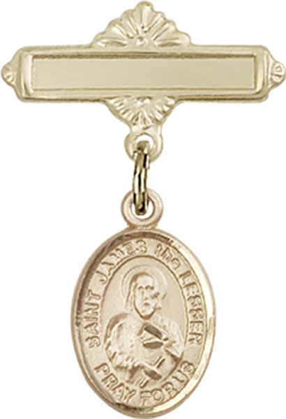 Personalized Baby Badge - Engraved Badge Pin with St. James the Lesser Charm
