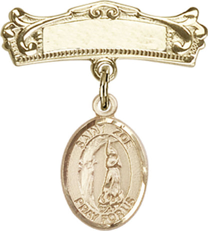 Personalized Baby Badge - Engraved Badge Pin with St. Zoe of Rome Charm