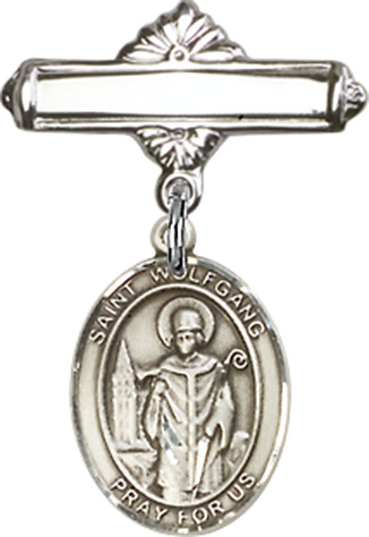 Personalized Baby Badge - Engraved Badge Pin with St. Wolfgang Charm