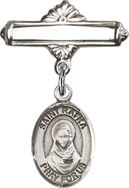 Personalized Baby Badge - Engraved Badge Pin with St. Rafka Charm