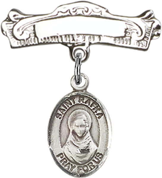 Personalized Baby Badge - Engraved Badge Pin with St. Rafka Charm