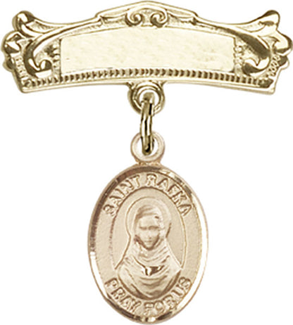Personalized Baby Badge - Engraved Badge Pin with St. Rafka Charm