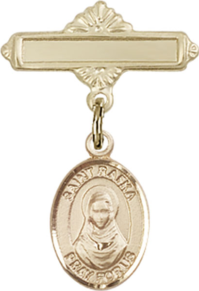 Personalized Baby Badge - Engraved Badge Pin with St. Rafka Charm