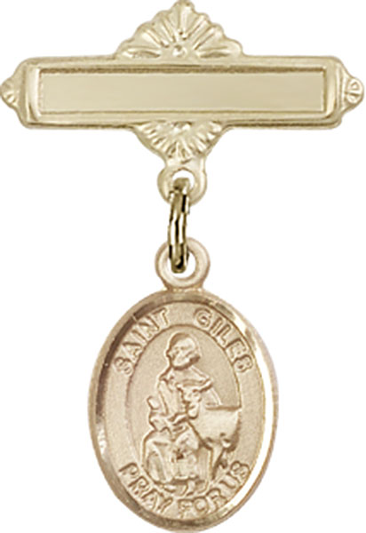 Personalized Baby Badge - Engraved Badge Pin with St. Giles Charm
