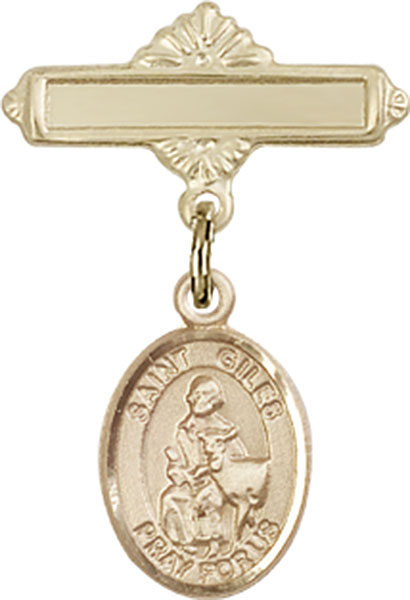 Personalized Baby Badge - Engraved Badge Pin with St. Giles Charm