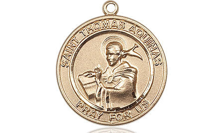 St. Thomas Aquinas Medal - 14kt Gold 3/4" x 5/8" Round Pendant
