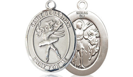 St Sebastian Dance Medal - Sterling Silver Oval Pendant 3 Sizes
