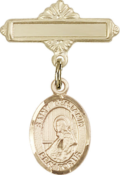 Personalized Baby Badge - Engraved Badge Pin with St. Benjamin Charm