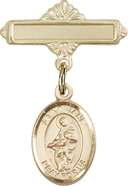 Personalized Baby Badge - Engraved Badge Pin with St. Jane of Valois Charm