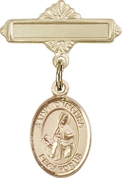 Personalized Baby Badge - Engraved Badge Pin with St. Dymphna Charm