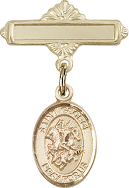Personalized Baby Badge - Engraved Badge Pin with St. George Charm