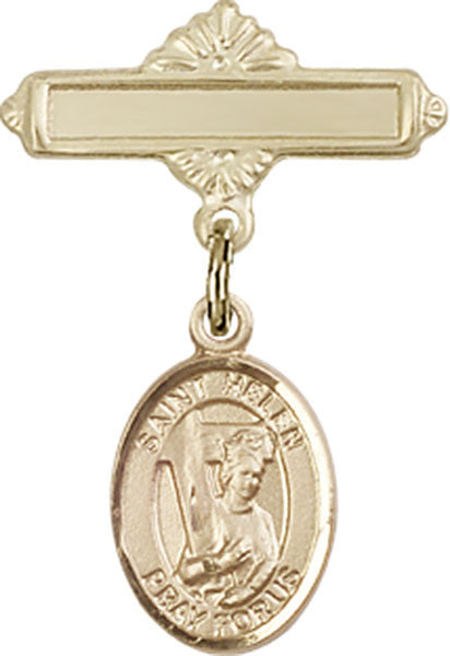 Personalized Baby Badge - Engraved Badge Pin with St. Helen Charm
