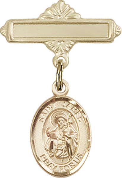 Personalized Baby Badge - Engraved Badge Pin with St. James the Greater Charm
