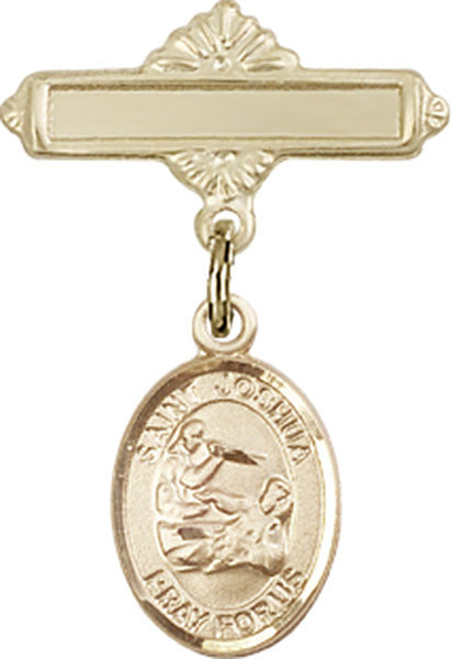 Personalized Baby Badge - Engraved Badge Pin with St. Joshua Charm
