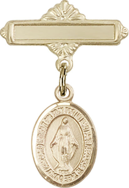 Personalized Baby Badge - Engraved Badge Pin with Miraculous Charm