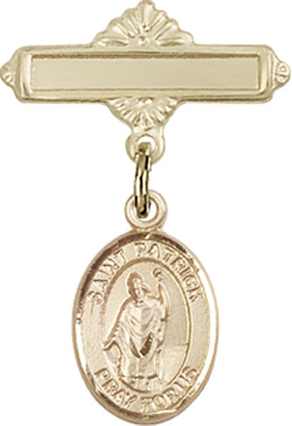 Personalized Baby Badge - Engraved Badge Pin with St. Patrick Charm